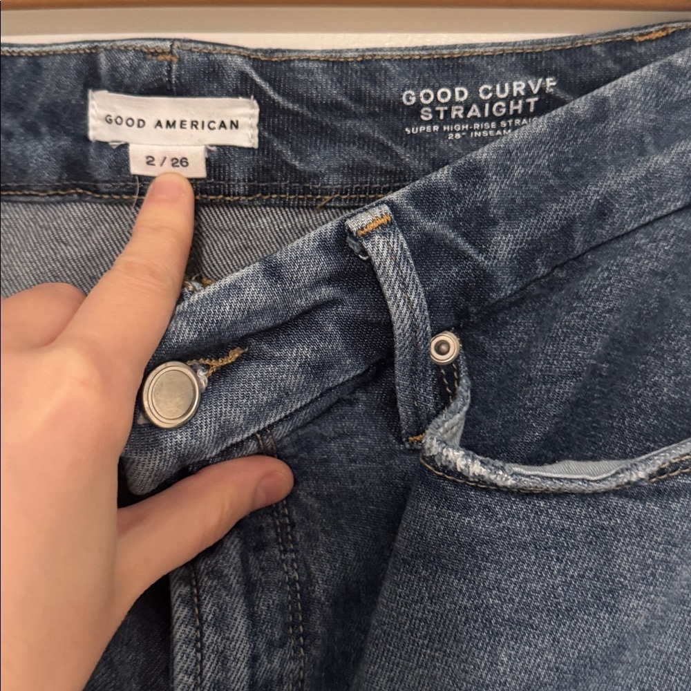 GOOD AMERICAN Good Curve Straight Jeans Women Size 2/26 Color Indigo737 - Picture 6 of 8